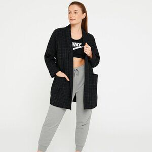 NWT Nike Yoga Therma Fit Oversized Cardigan Jacket Black White Size Medium